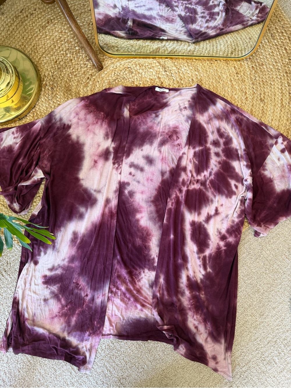 Tie-Dye Open-Front Kimono Cardigan